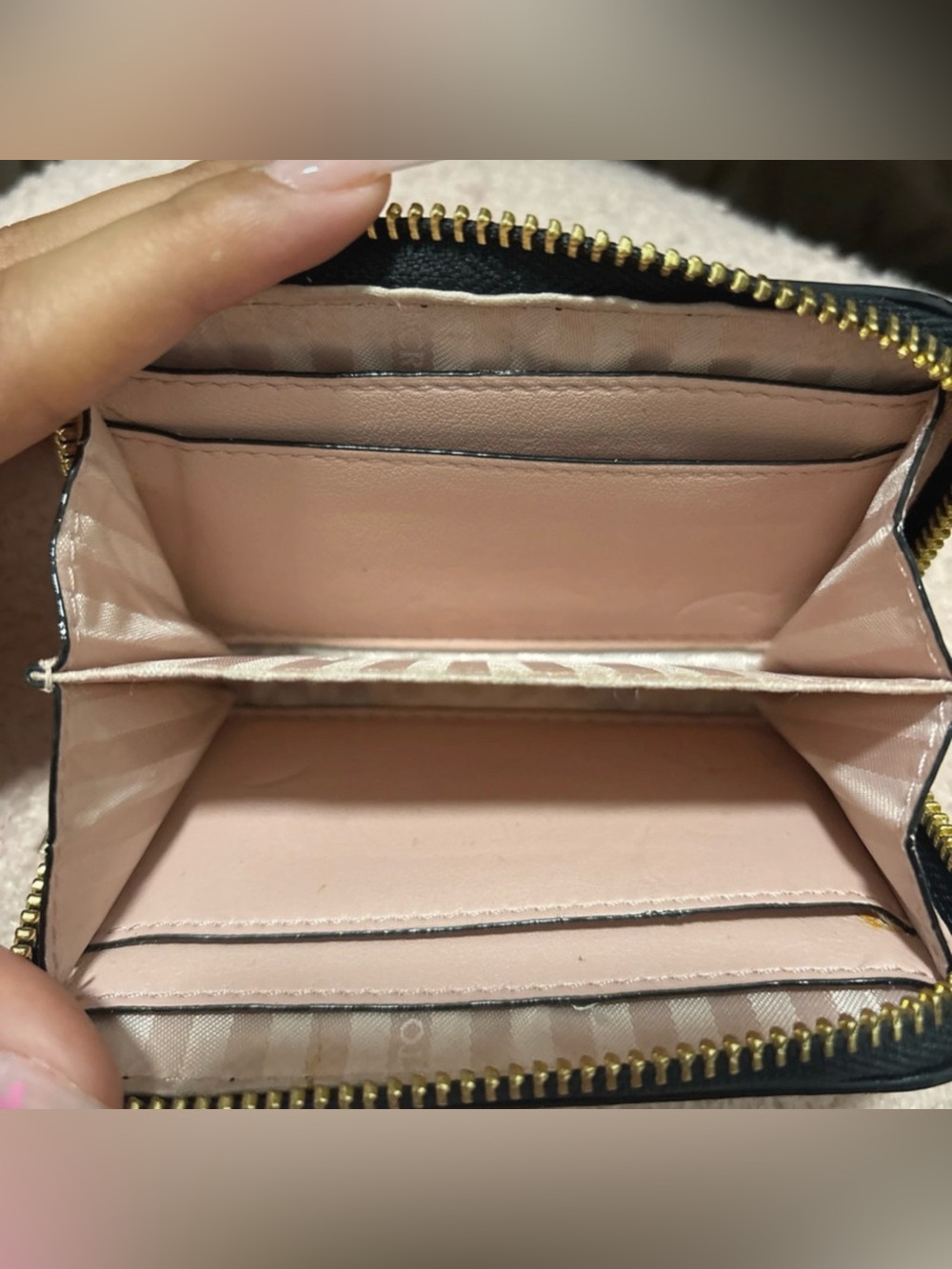 Victoria's Secret Black V Zip Wallet with Gold Logo - Picture 2 of 3